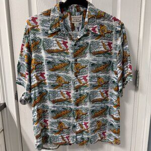Vintage Detrich Varez Collection Reyn Spooner Hawaiian Shirt Canoes Waves - XL